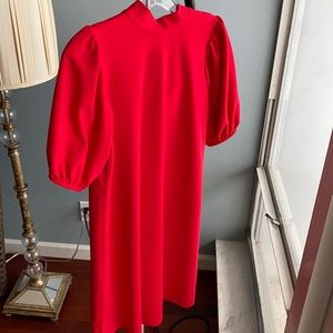 Zara bright red dress size small a-line puff slv